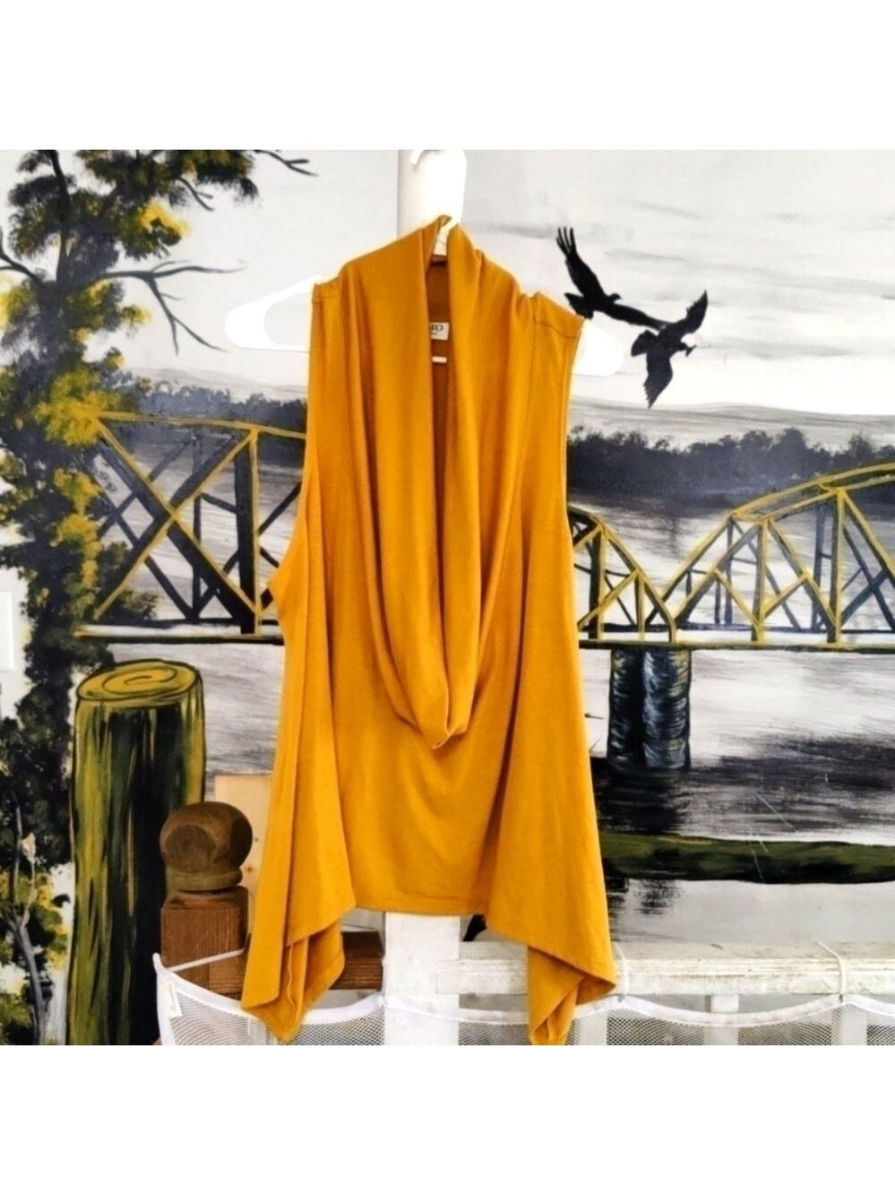 Deep cowl neck, mustard color, tank top, by Cato, size 18-20 women's
